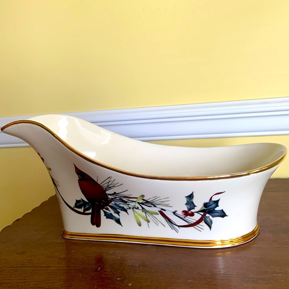 Lenox Winter Greetings Wine Caddy by Catherine McClung Bone China Retired - Picture 1 of 5